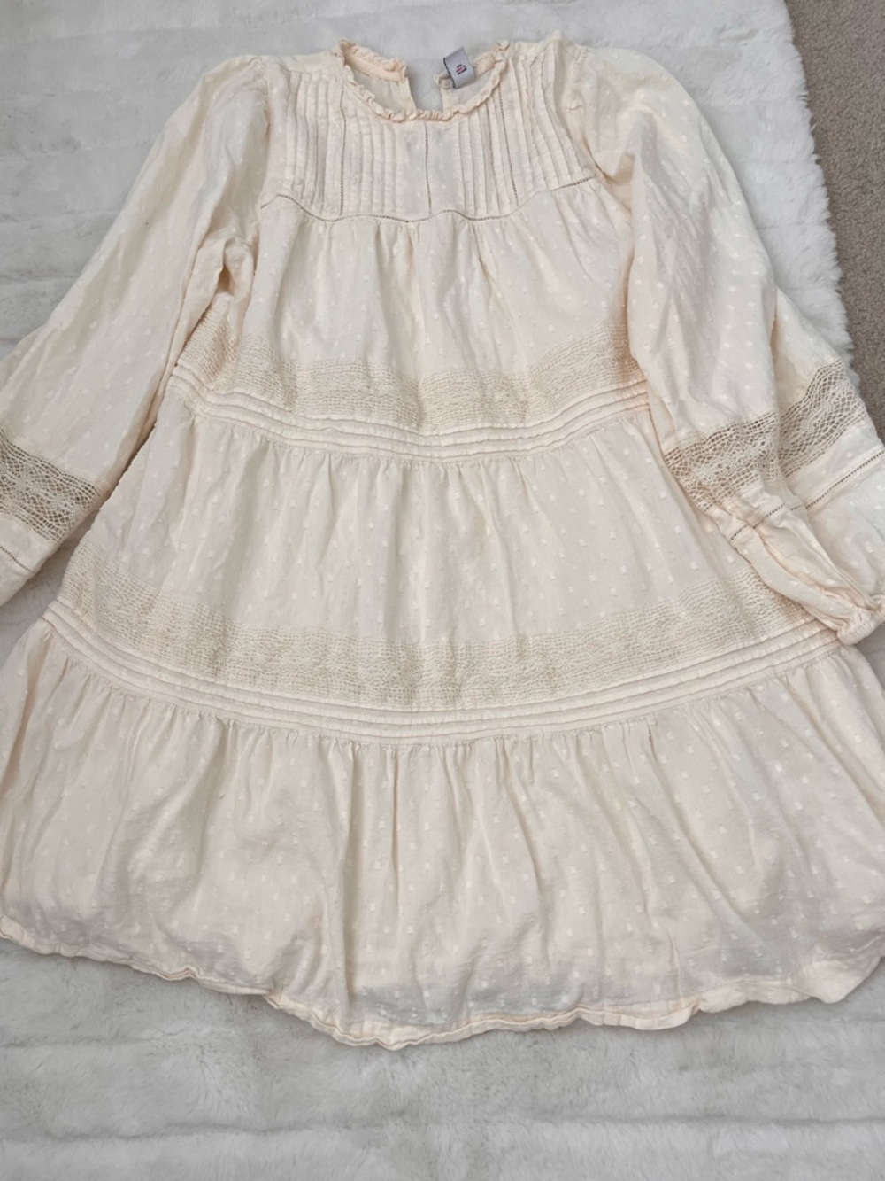 Old Navy Long-Sleeve Pintucked Clip-Dot Mini Swing Dress Swing Dress